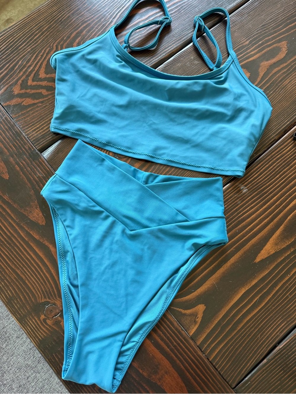 aerie Teal Blue High-Waist Bikini Set